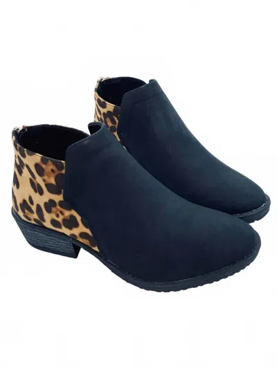 Avanti Women's Kitty Bootie In Black Leopard In Blue