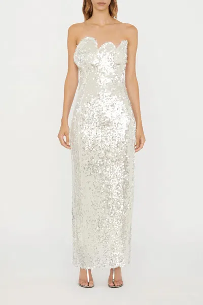 Christopher Esber Opaline Sequin Strapless Gown In Glisten Clear In White