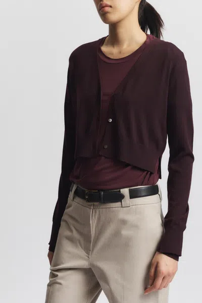 Saint Art Nixon Cropped Cardigan In Grape In Yellow