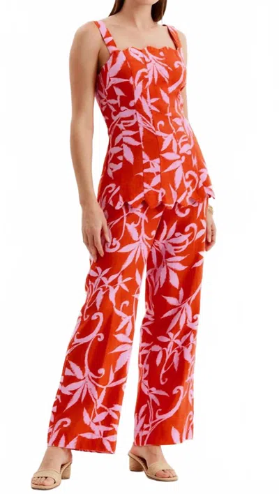 Tyler Boe Gianna Linen Straight Leg Pant In Orchid In Red
