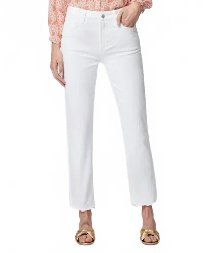 Paige Cindy Frayed High Waist Ankle Straight Leg Jeans In White