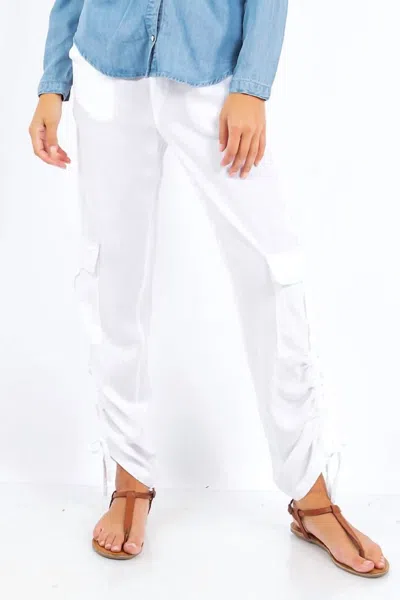 Paparazzi Tencel Slub Cinch Cargo Pant In White In White