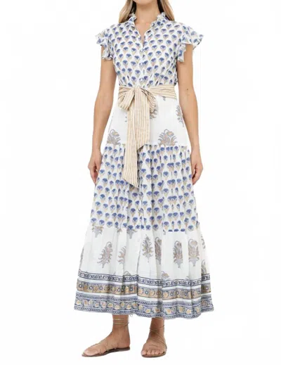 Oliphant Women's Lotus Ruffle Maxi Dress In Navy In White