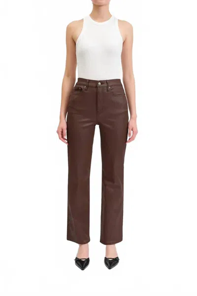 Daze Sun High Waist Coated Straight Leg Jeans In Brown