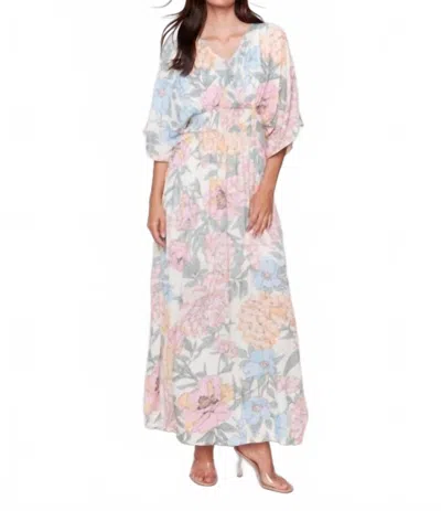 Charlie B Printed Dolman Sleeve Maxi Dress With Side Slits In Dahlia In Multi