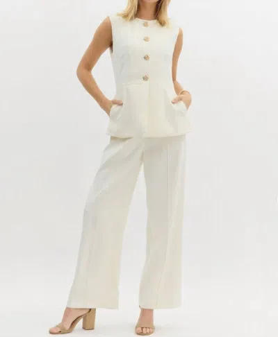 Entro Women's Straight Leg Pants In Ecru In Blue