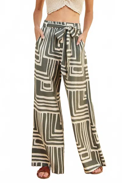 Mint The Sahara Wide Leg Pant In Sage/cream In Multi