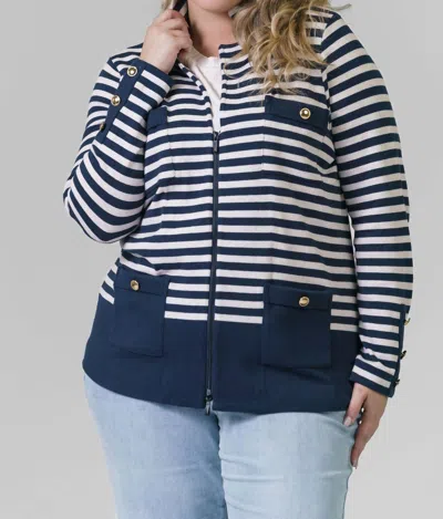 Nic + Zoe Nic+zoe City Charm Zip Knit Blazer In Blue