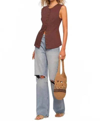 Heartloom Josette Button Down Sleeveless Vest In Brown In Brown