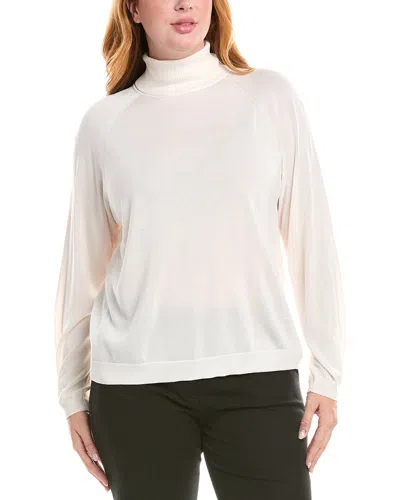 Lafayette 148 New York Plus Raglan Sleeve Turtleneck Silk-blend Sweater In Black