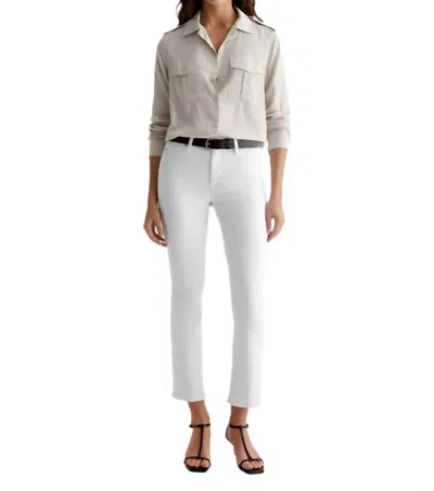 Ag Mari Crop Mid-rise Slim Straight Jeans In Gallery White In White