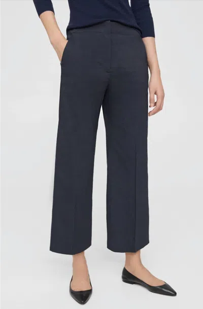 Theory Clean Terena Crop Wide Leg Linen Blend Pants In Concord In Blue