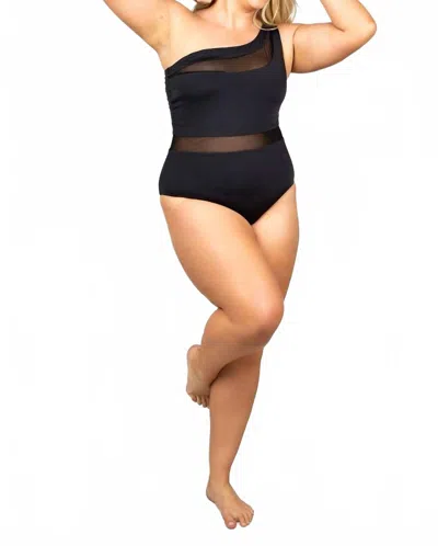Nomads Coast One Shoulder One-piece Swimwear - Plus In Black In Black