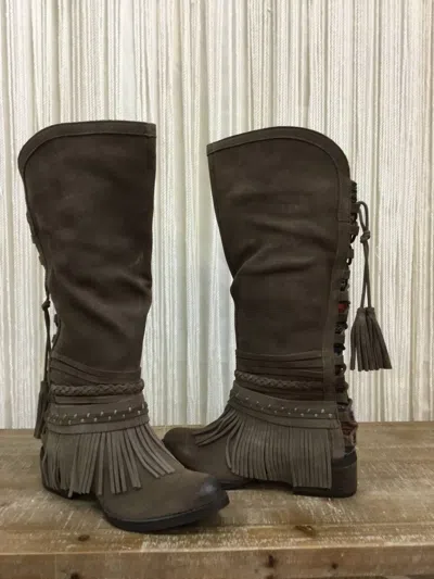 Naughty Monkey Women's Zarape Fringe Boots In Taupe In Gray