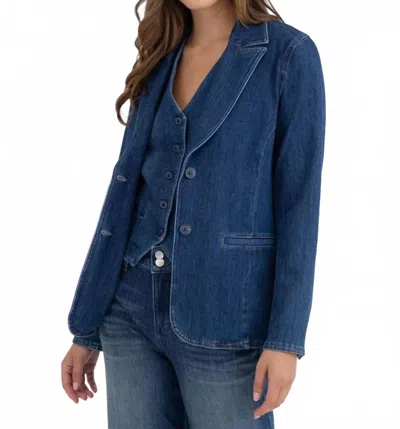 Level99 Coco Denim Long Sleeve Blazer In Blue In Blue