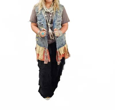 A Rare Bird Tattered Denim Flannel Vest In Multi In Multi