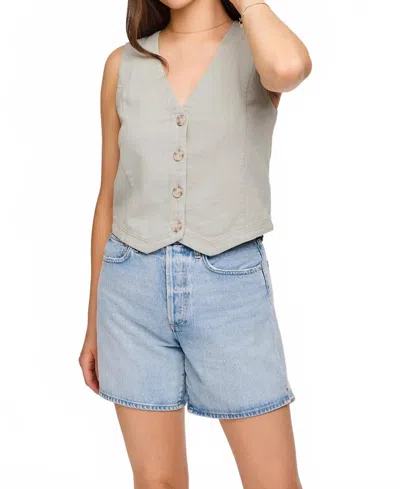 Gentle Fawn Cotton Button Up Vest In Aloe In Gray