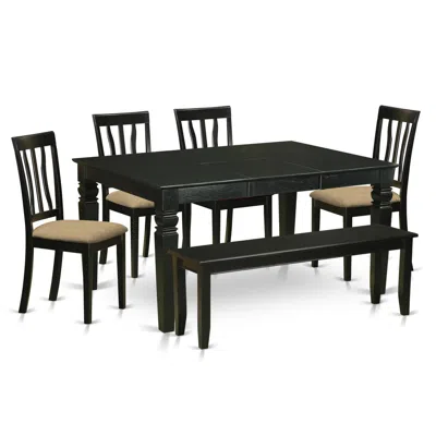 East West Furniture Duan6-blk-c 6 Pc Kitchen Nook Dining Set - Dinette Table And 4 Kitchen Dining Chairs In Addition To  In Multi