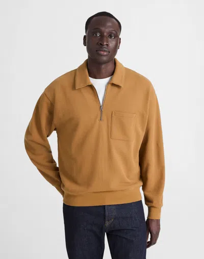 Madewell The Mccarren Midweight Quarter Zip Sweatshirt In Burgundy