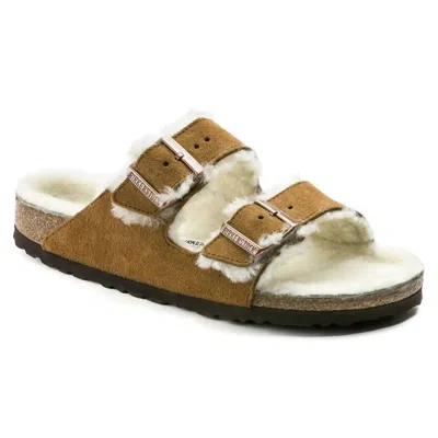 Birkenstock Unisex Arizona Fur Shearling Sandal In Mink In Purple