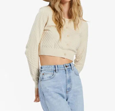 Billabong She Dances Crop Cardigan In White Cap In White