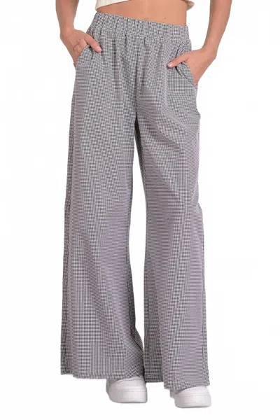 Elan Gingham Wide Leg Pants In Black Gingham In Gray