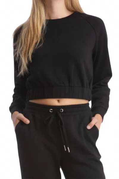 Juicy Couture Crop Fleece Sweatshirt In Black In Black