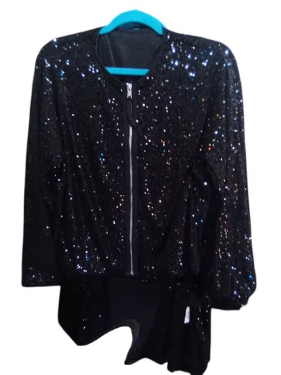Pine Apparel Women's Sparkle-it-up Sequin Jacket In Black In Black