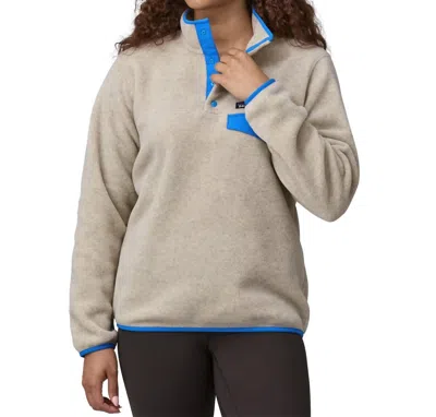 Patagonia Synchilla Snap-t Pull Over In Oatmeal Heather With Vessel Blue In Multi