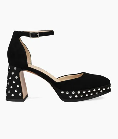 Pelle Moda Dietta Ankle Strap Platform Pump In Black