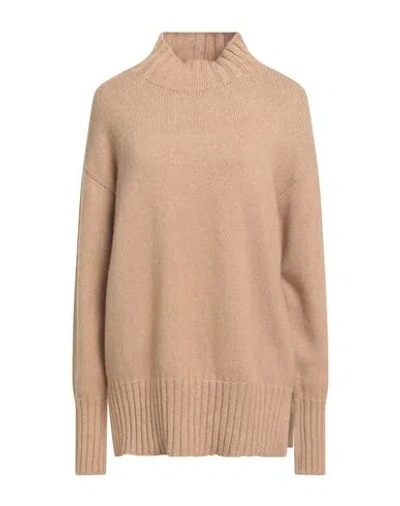 Roberto Collina Woman Turtleneck Camel Size M Merino Wool, Cashmere In Multi