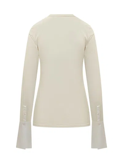 Darkpark Nora Jumper With Buttoned Shirt Cuffs In Neutral