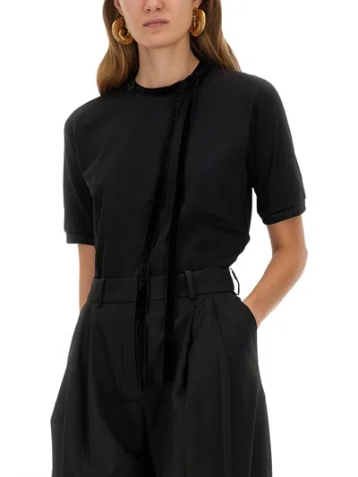 Nina Ricci T-shirt With Ribbon And Bow In Black