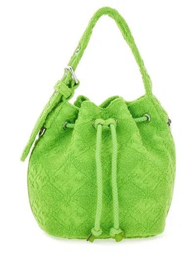 Tory Burch Borsa A Secchiello In Spugna Verde Prato Donna In Blue