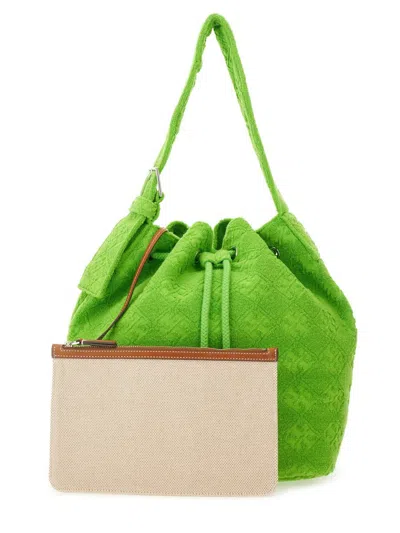 Tory Burch Borsa A Secchiello In Spugna Verde Prato Donna In Green