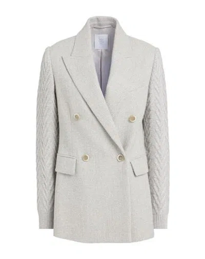 Eleventy Woman Blazer Light Grey Size 6 Alpaca Wool, Polyamide, Linen, Viscose, Cashmere In Gray