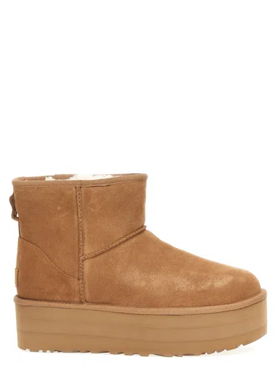 Ugg Biscuit Suede Classic Ultra Mini Platform Ankle Boots In Brown
