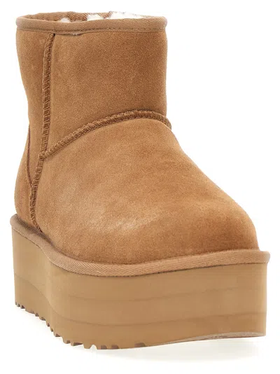 Ugg Biscuit Suede Classic Ultra Mini Platform Ankle Boots In Brown