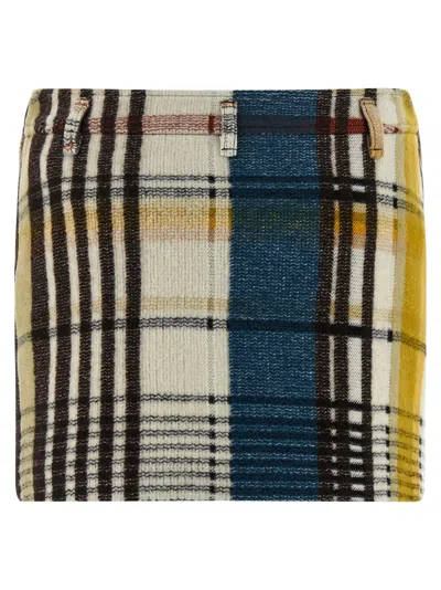 Missoni Plaid Mini Skirt Belt Loops In White