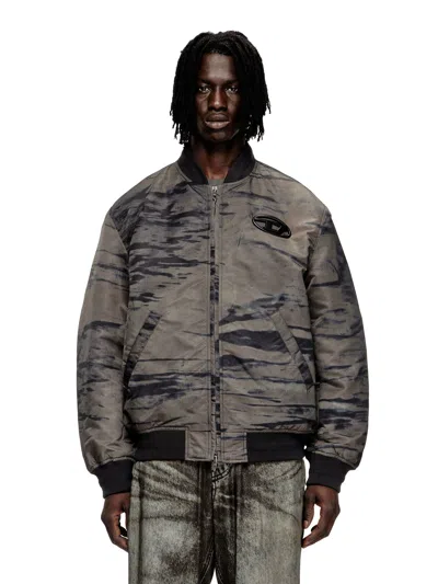 Diesel Mens J-kepes Logo-plaque Nylon Bomber Jacket 02 In Neutral