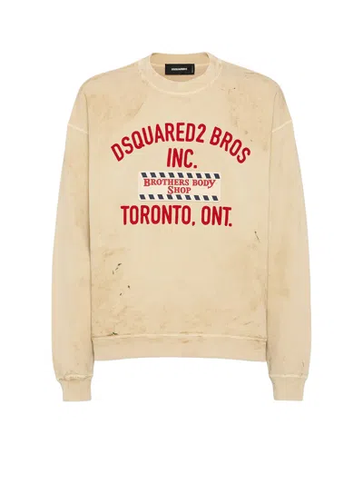 Dsquared2 Brothers Body Shop Patch Distressed Sweatshirt In Neutral