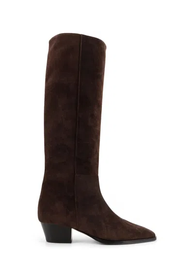 Aeyde 40mm Medea Suede Pointed-toe Boots In Brown