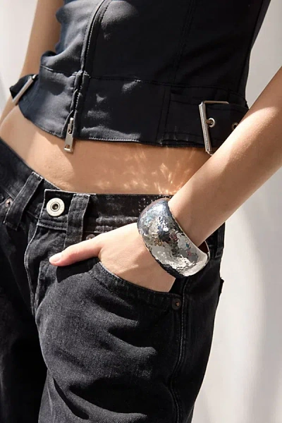 Urban Outfitters Siena Hammered Metal Bangle Bracelet In Silver, Women's At  In Metallic