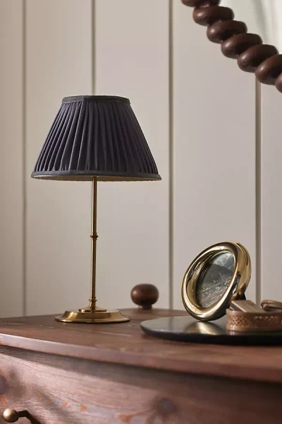 Pooky Reed Cordless Portable Metal Ruched Shade Table Lamp