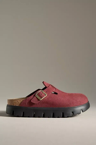 Birkenstock Boston Chunky Clogs In Red