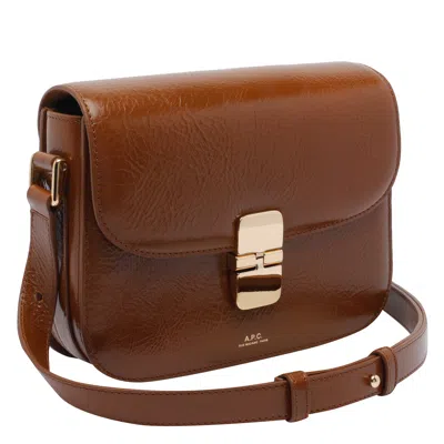 Apc A.p.c. Grace Small Foldover Top Crossbody Bag In Brown