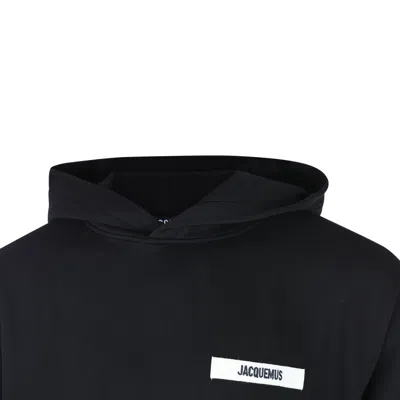 Jacquemus Hooded Long Sleeve Knitwear With Ribbed Cuffs In Black