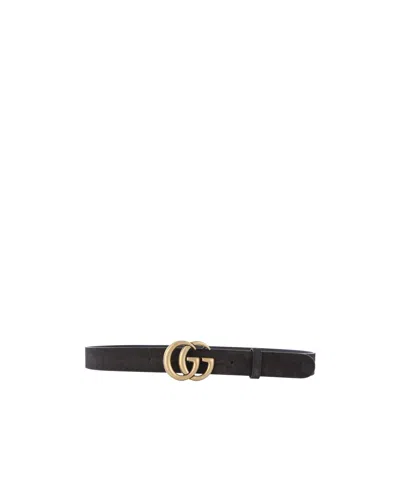 Gucci Men Gg Marmont Leather Belt In Black