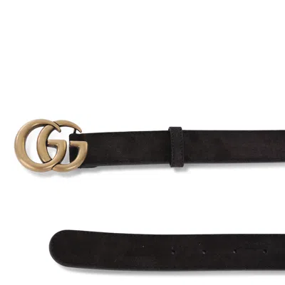 Gucci Men Gg Marmont Leather Belt In Black