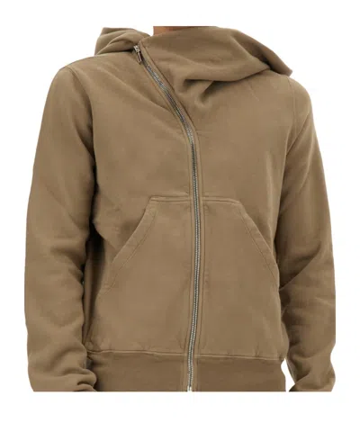 Rick Owens Drkshdw Asymmetrical Zipper Sweatshirt In Metallic